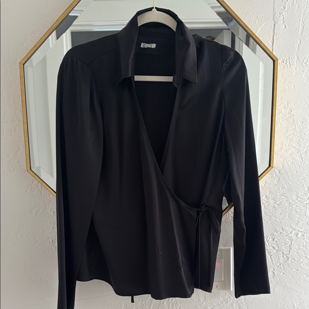 Reformation silk Wrap Blouse